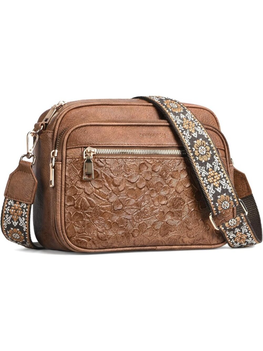 Stylish Vegan Leather Crossbody Bag for Women | RFID Blocking, Embossed Design